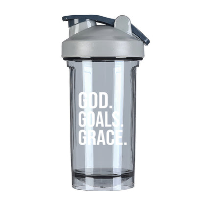 Goals Grace Christian Fitness Protein Shake Bottle - ClaimedbyGodDesigns