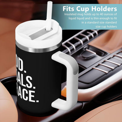 Goals Grace Stainless Steel Tumbler with Handle - 40oz Inspirational Drinkware - ClaimedbyGodDesigns