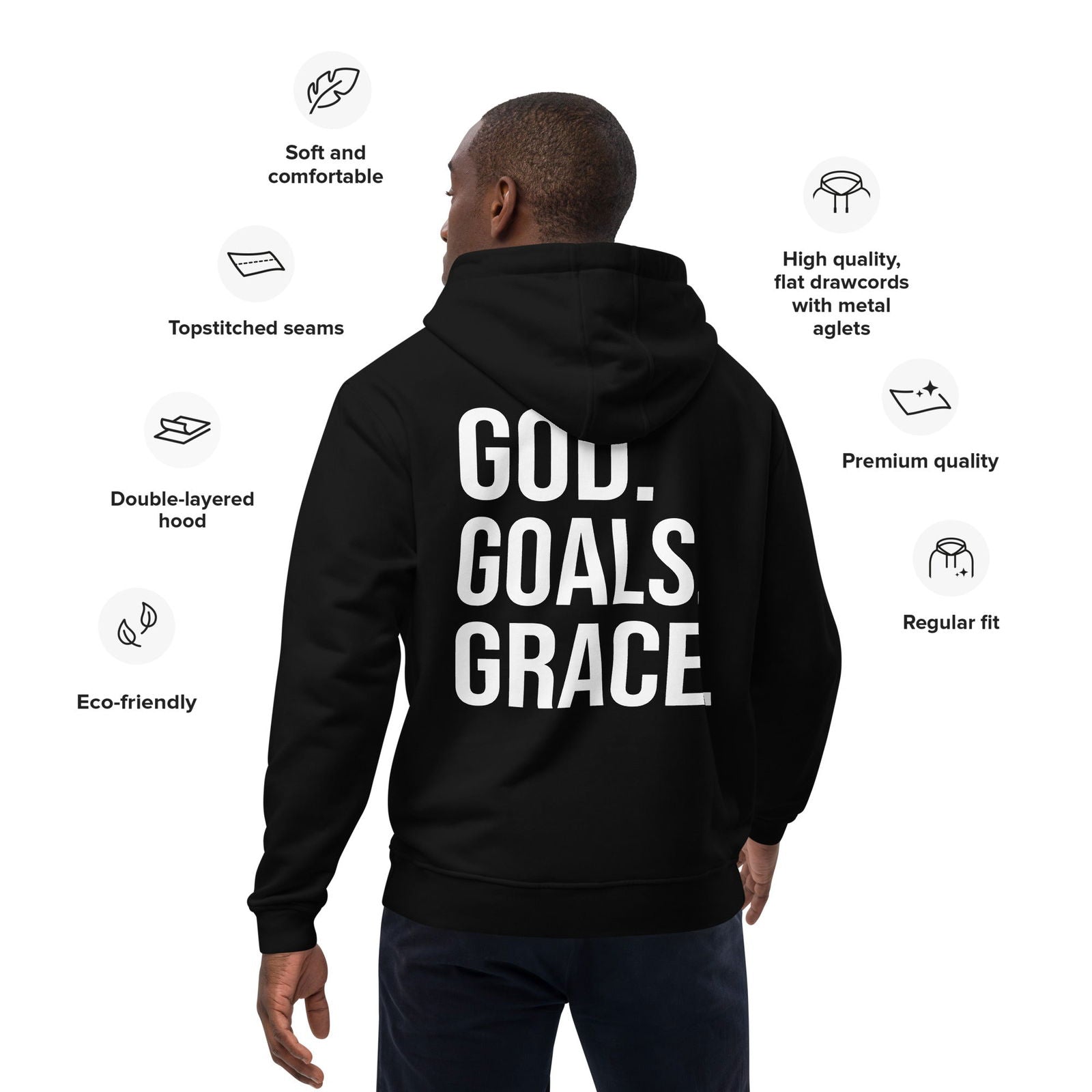 Goals Grace Unisex Christian Eco-Friendly Hooded Sweatshirt - ClaimedbyGodDesigns