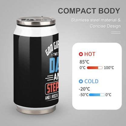 God Gifted Me Two Titles Dad And Step Dad And I Rock Them Both Christian Stainless Steel Tumbler with Straw - ClaimedbyGodDesigns