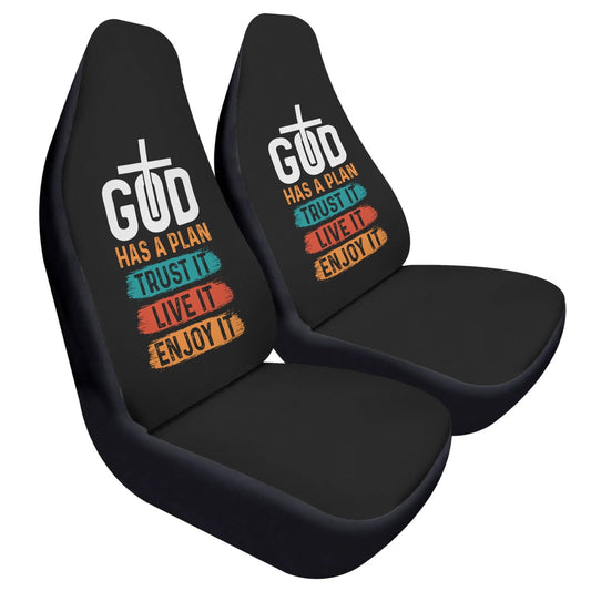 God Has A Plan Soft and Lightweight Christian Front Car Seat Covers (2pcs) - ClaimedbyGodDesigns