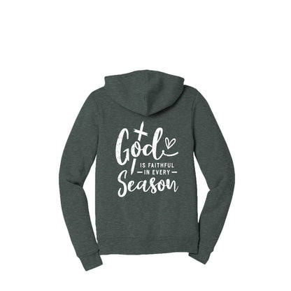 God Is Faithful In Every Season Unisex Christian Full-Zip Hooded Sweatshirt - ClaimedbyGodDesigns