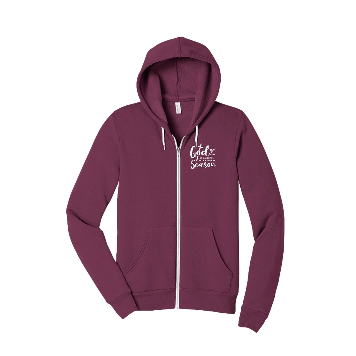 God Is Faithful In Every Season Unisex Christian Full-Zip Hooded Sweatshirt - ClaimedbyGodDesigns
