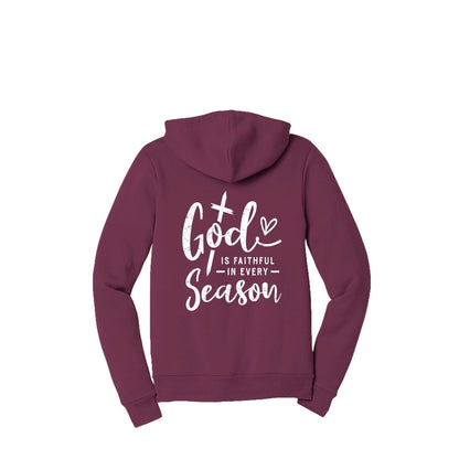God Is Faithful In Every Season Unisex Christian Full-Zip Hooded Sweatshirt - ClaimedbyGodDesigns