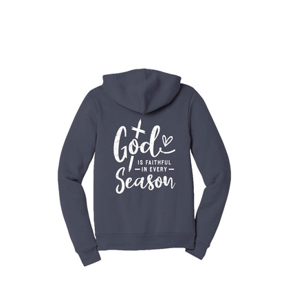 God Is Faithful In Every Season Unisex Christian Full-Zip Hooded Sweatshirt - ClaimedbyGodDesigns