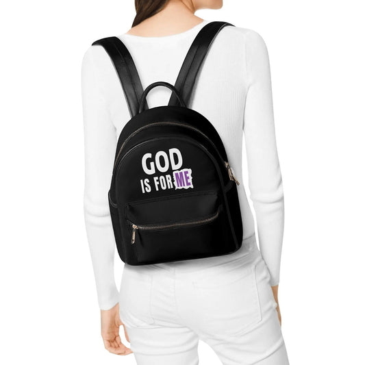God Is For Me Christian Casual PU Leather Backpack - ClaimedbyGodDesigns