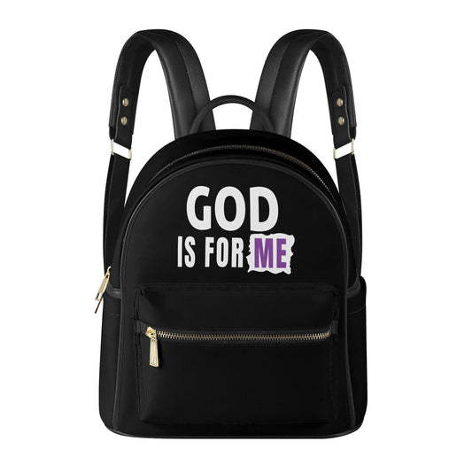 God Is For Me Christian Casual PU Leather Backpack - ClaimedbyGodDesigns