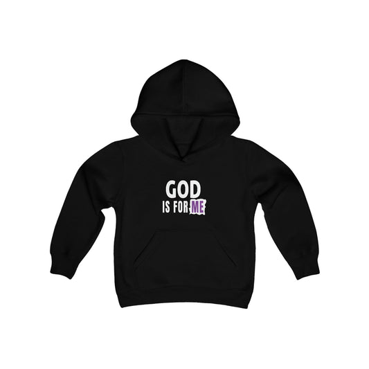 God Is For Me Youth Heavy Blend Christian Hooded Sweatshirt - ClaimedbyGodDesigns