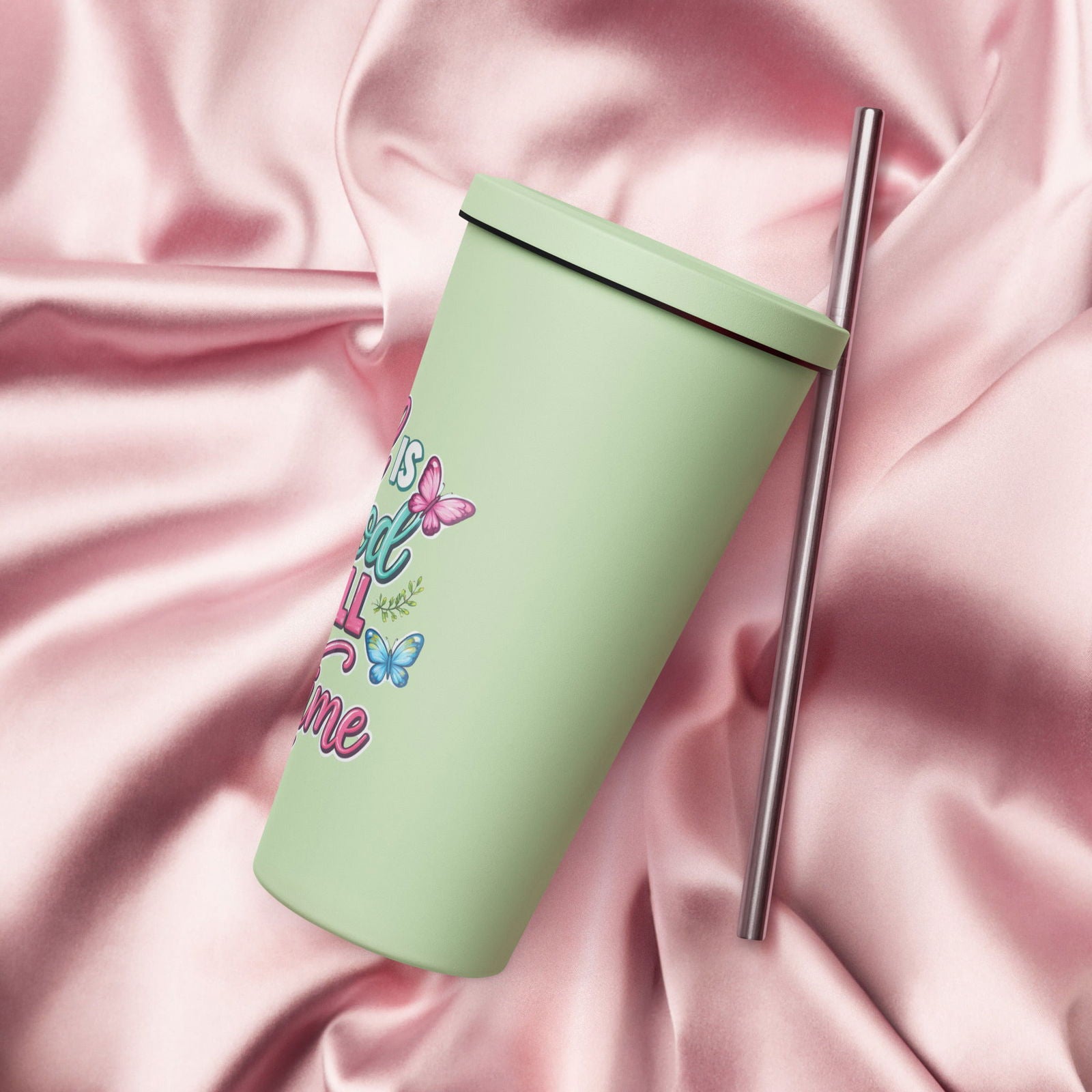 God Is Good All The Time Christian Insulated 20oz Tumbler with a straw - ClaimedbyGodDesigns