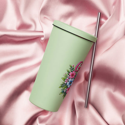 God Is Good All The Time Christian Insulated 20oz Tumbler with a straw - ClaimedbyGodDesigns