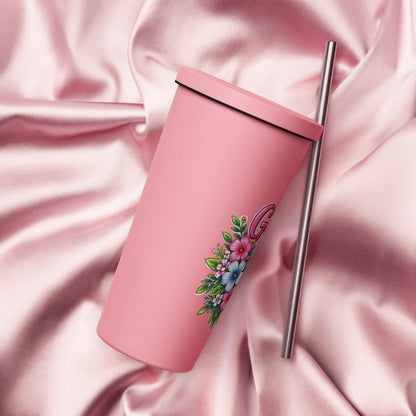God Is Good All The Time Christian Insulated 20oz Tumbler with a straw - ClaimedbyGodDesigns