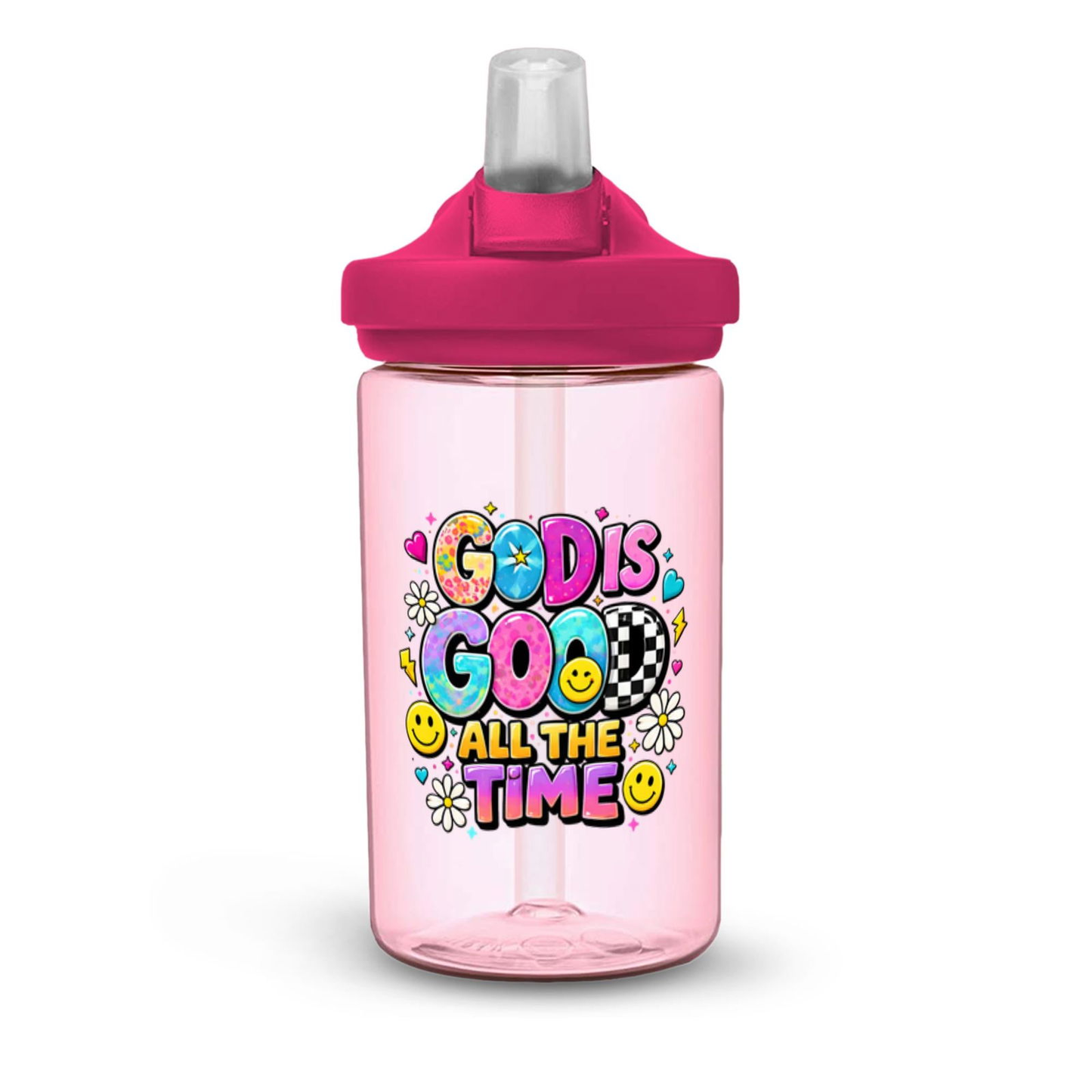God Is Good All The Time Christian Kids Water Bottle - ClaimedbyGodDesigns