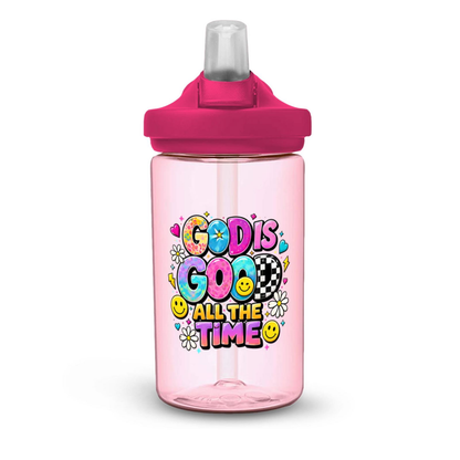 God Is Good All The Time Christian Kids Water Bottle - ClaimedbyGodDesigns
