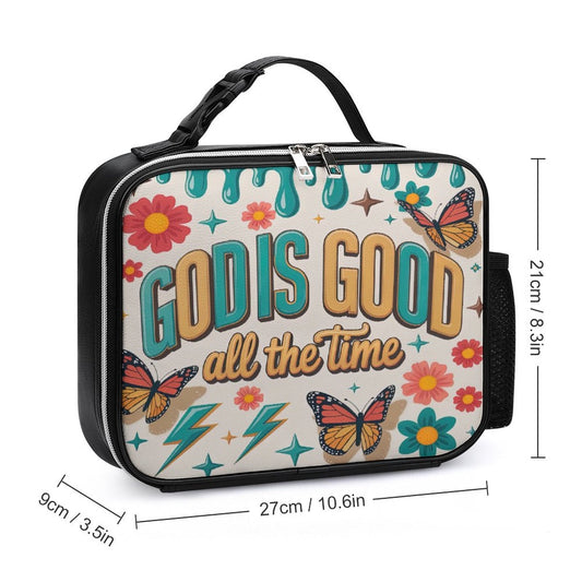 God Is Good All The Time Christian PU Leak-proof Lunch Bag with Detachable Buckled Handle - ClaimedbyGodDesigns