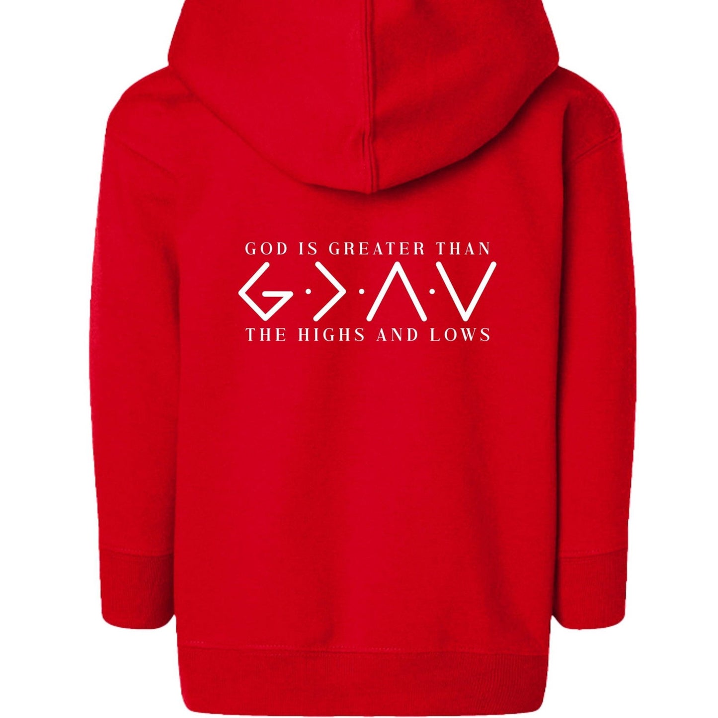 God Is Greater Toddler Christian Full-Zip Hooded Sweatshirt - ClaimedbyGodDesigns