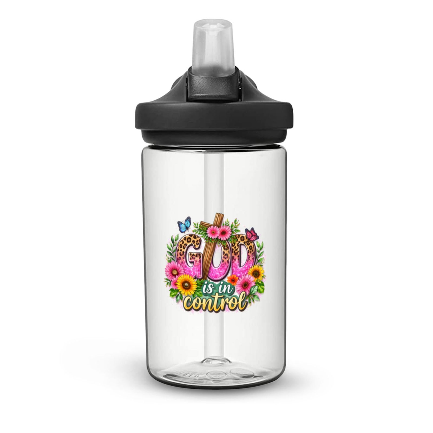 God Is In Control Christian Kids Water Bottle - ClaimedbyGodDesigns