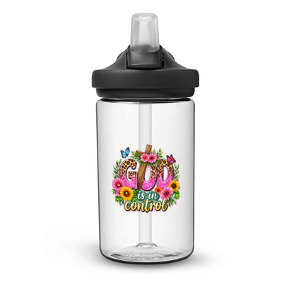 God Is In Control Christian Kids Water Bottle - ClaimedbyGodDesigns