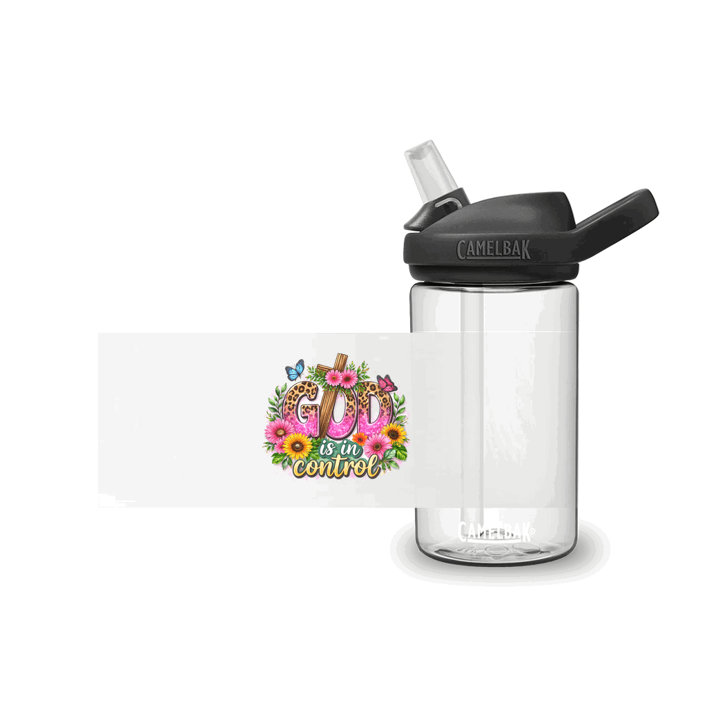 God Is In Control Christian Kids Water Bottle - ClaimedbyGodDesigns