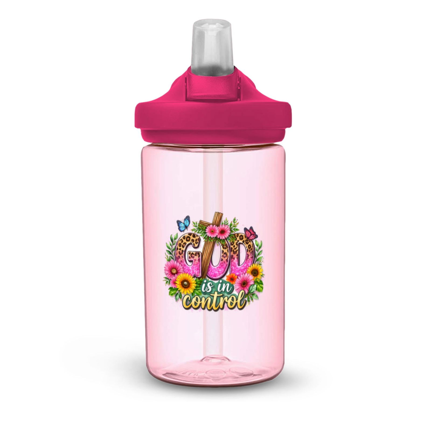 God Is In Control Christian Kids Water Bottle - ClaimedbyGodDesigns