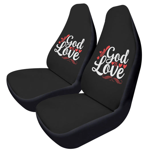 God Is Love Soft and Lightweight Christian Front Car Seat Covers (2pcs) - ClaimedbyGodDesigns