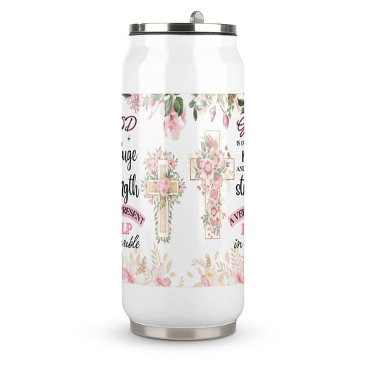 God Is My Refuge And Strength A Very Present Help In Trouble Christian Stainless Steel Tumbler with Straw - ClaimedbyGodDesigns