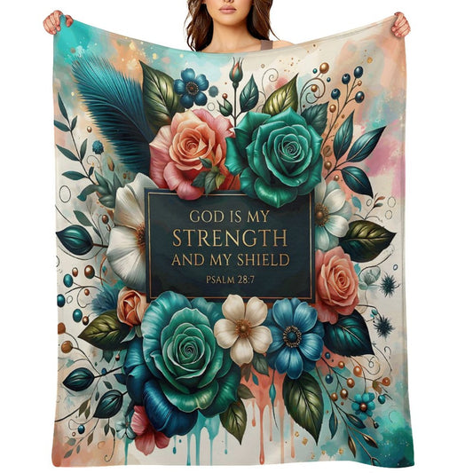 God Is My Strength And My Shield Christian Flannel Throw Blanket - ClaimedbyGodDesigns