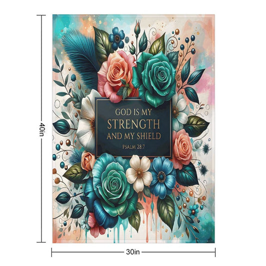 God Is My Strength And My Shield Christian Flannel Throw Blanket - ClaimedbyGodDesigns