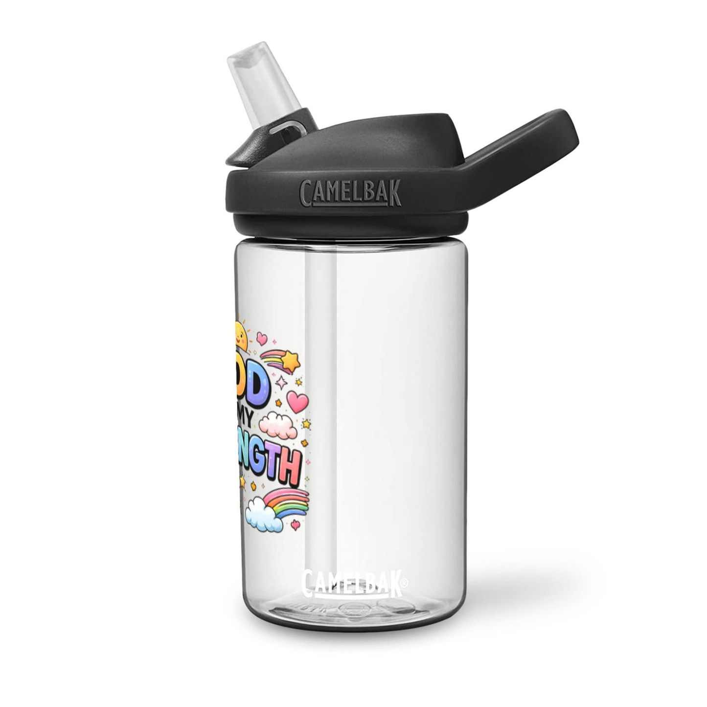 God Is My Strength Christian Kids Water Bottle - ClaimedbyGodDesigns