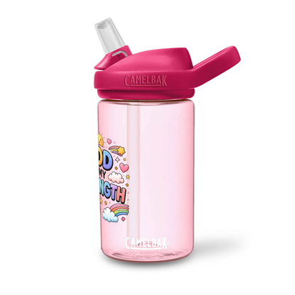 God Is My Strength Christian Kids Water Bottle - ClaimedbyGodDesigns