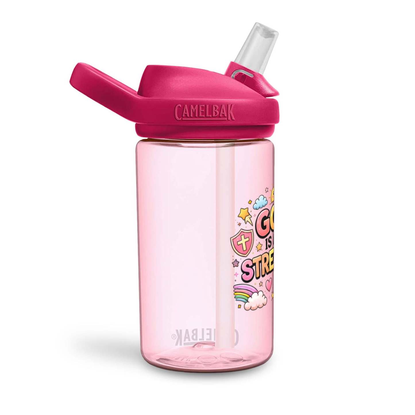 God Is My Strength Christian Kids Water Bottle - ClaimedbyGodDesigns
