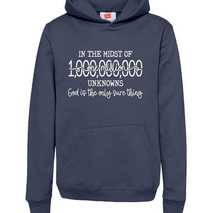 God Is The Only Sure Thing Youth Christian Pullover Hooded Sweatshirt - ClaimedbyGodDesigns