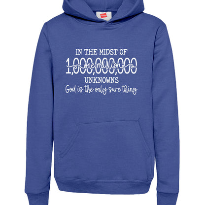 God Is The Only Sure Thing Youth Christian Pullover Hooded Sweatshirt - ClaimedbyGodDesigns
