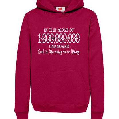 God Is The Only Sure Thing Youth Christian Pullover Hooded Sweatshirt - ClaimedbyGodDesigns