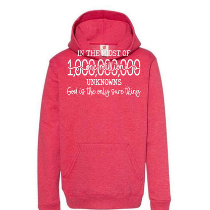 God Is The Only Sure Thing Youth Christian Pullover Hooded Sweatshirt - ClaimedbyGodDesigns