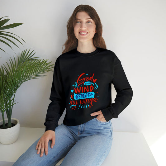 God Is The Wind Beneath My Wings  Unisex Heavy Blend™ Crewneck Sweatshirt - ClaimedbyGodDesigns