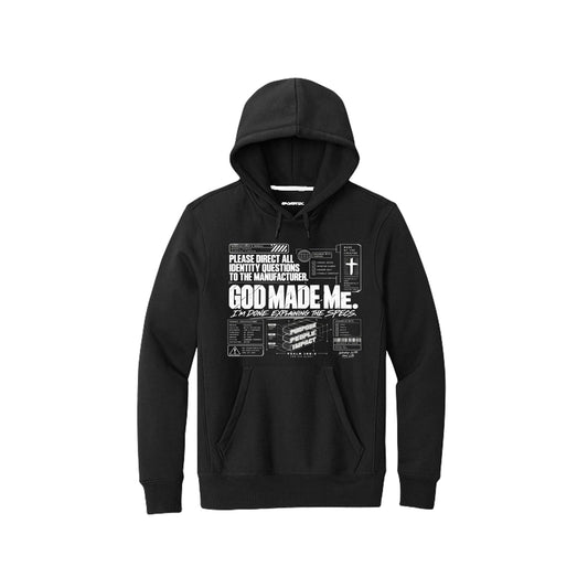God Made Me I'm Done Explaining The Specs Unisex Pullover Hoodie - Claimed by God Designs