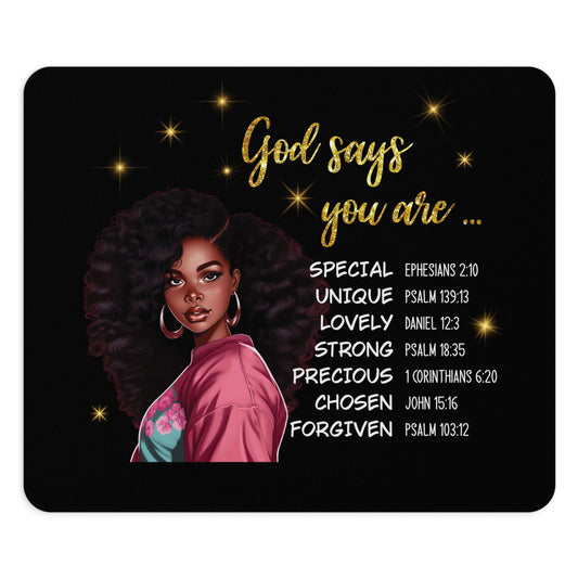 God Says You Are Christian Mouse Pad - ClaimedbyGodDesigns