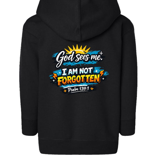 God Sees Me Toddler Christian Full-Zip Hooded Sweatshirt - ClaimedbyGodDesigns