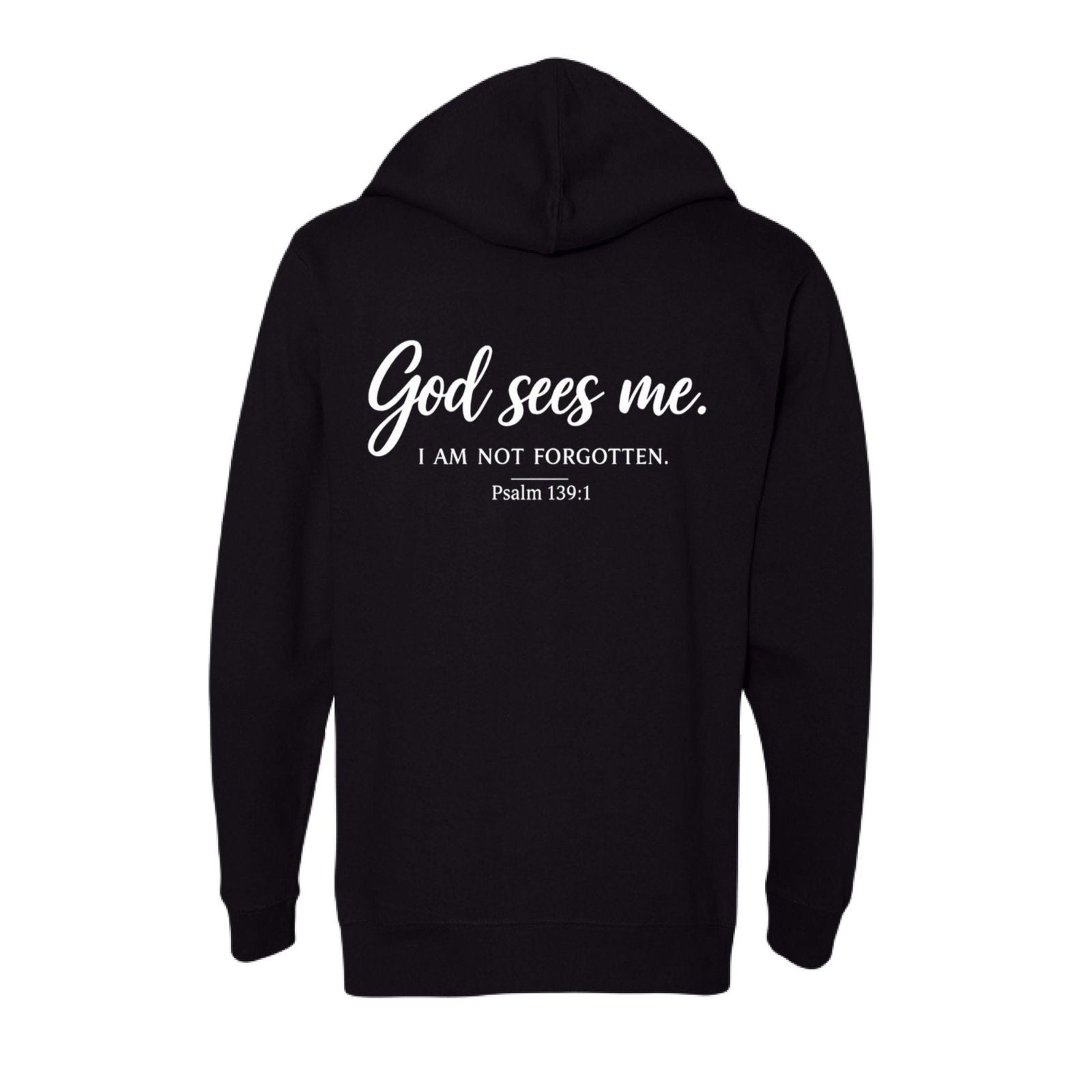 God Sees Me Unisex Christian Full-zip Hooded Sweatshirt - ClaimedbyGodDesigns