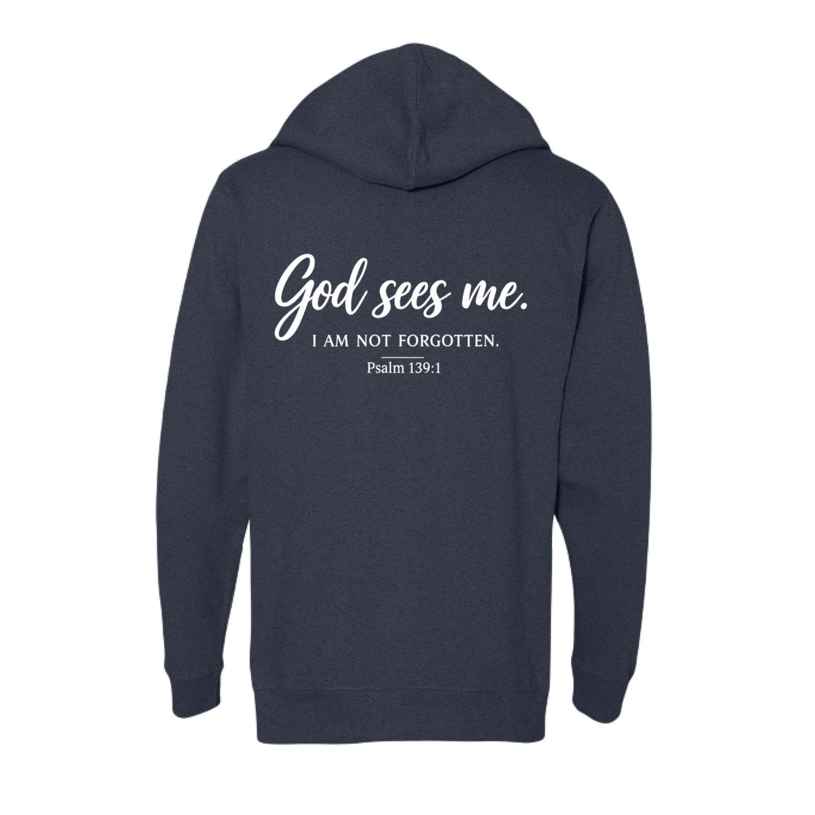God Sees Me Unisex Christian Full-zip Hooded Sweatshirt - ClaimedbyGodDesigns