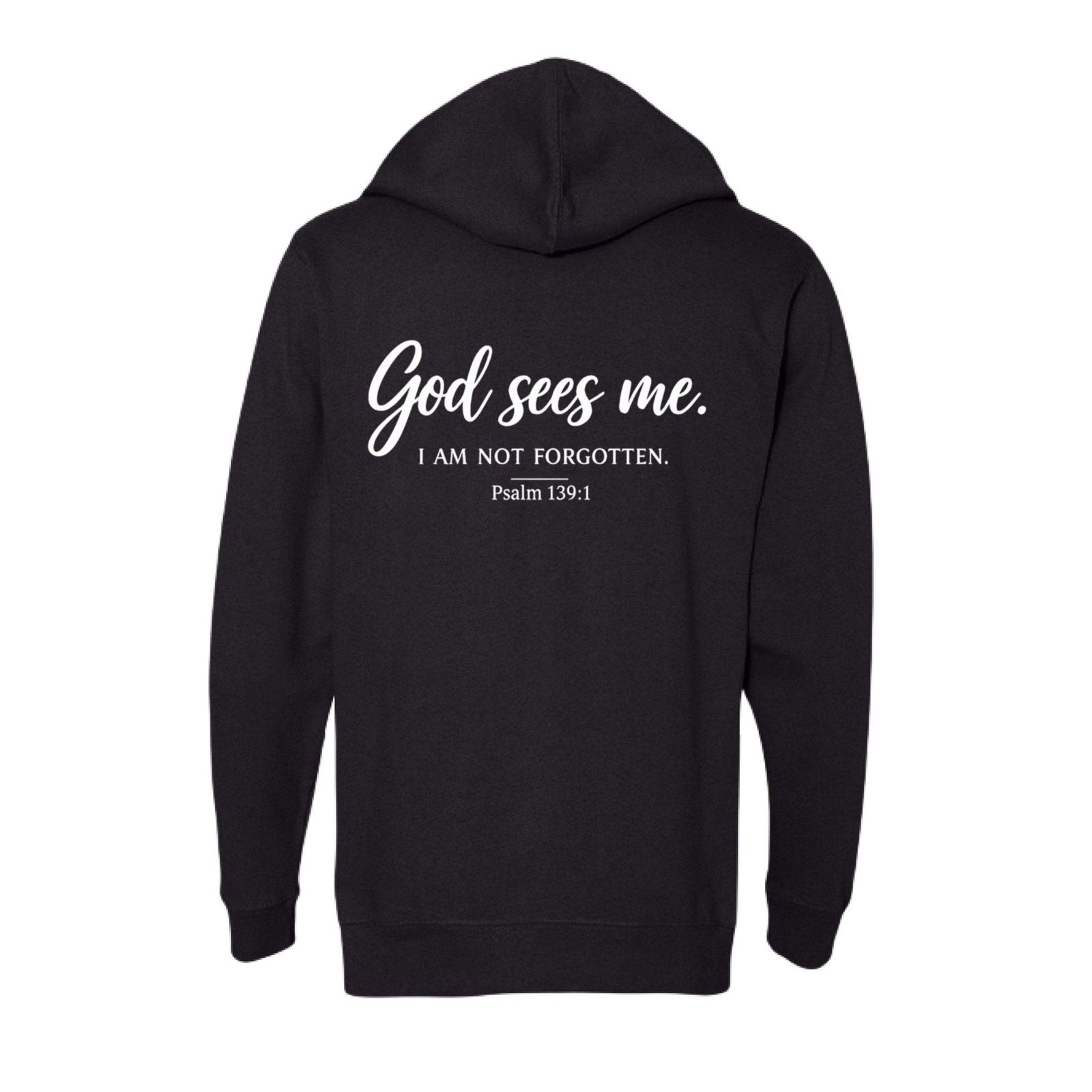 God Sees Me Unisex Christian Full-zip Hooded Sweatshirt - ClaimedbyGodDesigns