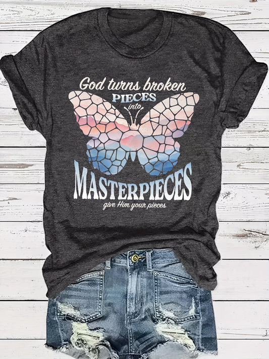 God Turns Broken Pieces Into Masterpieces Women's Christian T-shirt - ClaimedbyGodDesigns