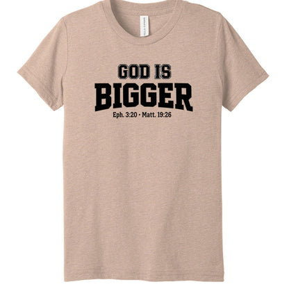 God is Bigger Youth Christian T-shirt - ClaimedbyGodDesigns