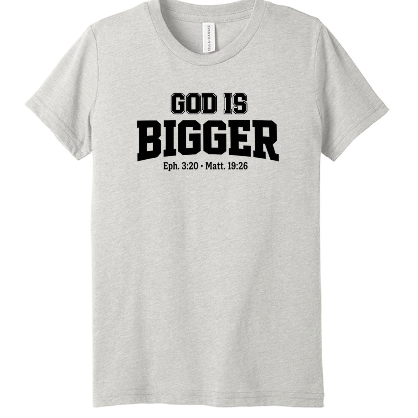 God is Bigger Youth Christian T-shirt - ClaimedbyGodDesigns