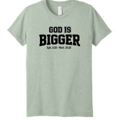 God is Bigger Youth Christian T-shirt - ClaimedbyGodDesigns