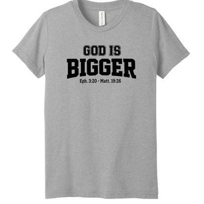 God is Bigger Youth Christian T-shirt - ClaimedbyGodDesigns