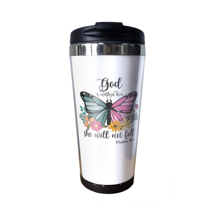 God is Within Her Christian Stainless Steel Coffee Tumbler - ClaimedbyGodDesigns