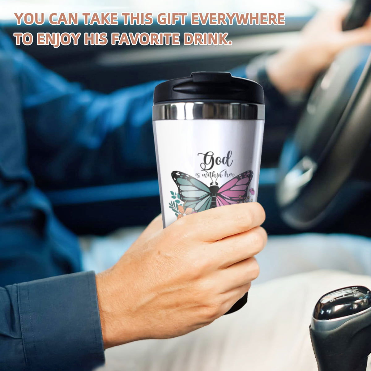 God is Within Her Christian Stainless Steel Coffee Tumbler - ClaimedbyGodDesigns