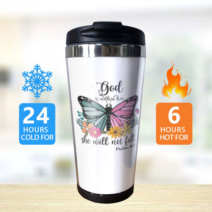 God is Within Her Christian Stainless Steel Coffee Tumbler - ClaimedbyGodDesigns