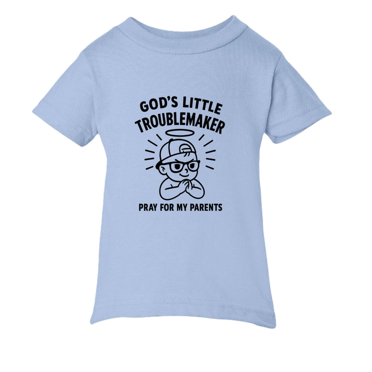 God's Little Troublemaker Baby Christian T-shirt - ClaimedbyGodDesigns